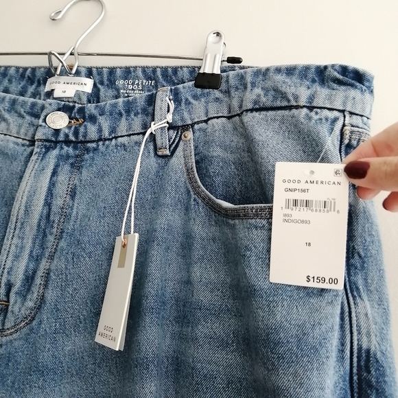 NWT Good American Plus Size Good Petite 90s Mid Rise Baggy Straight Jeans 18 - Picture 6 of 16